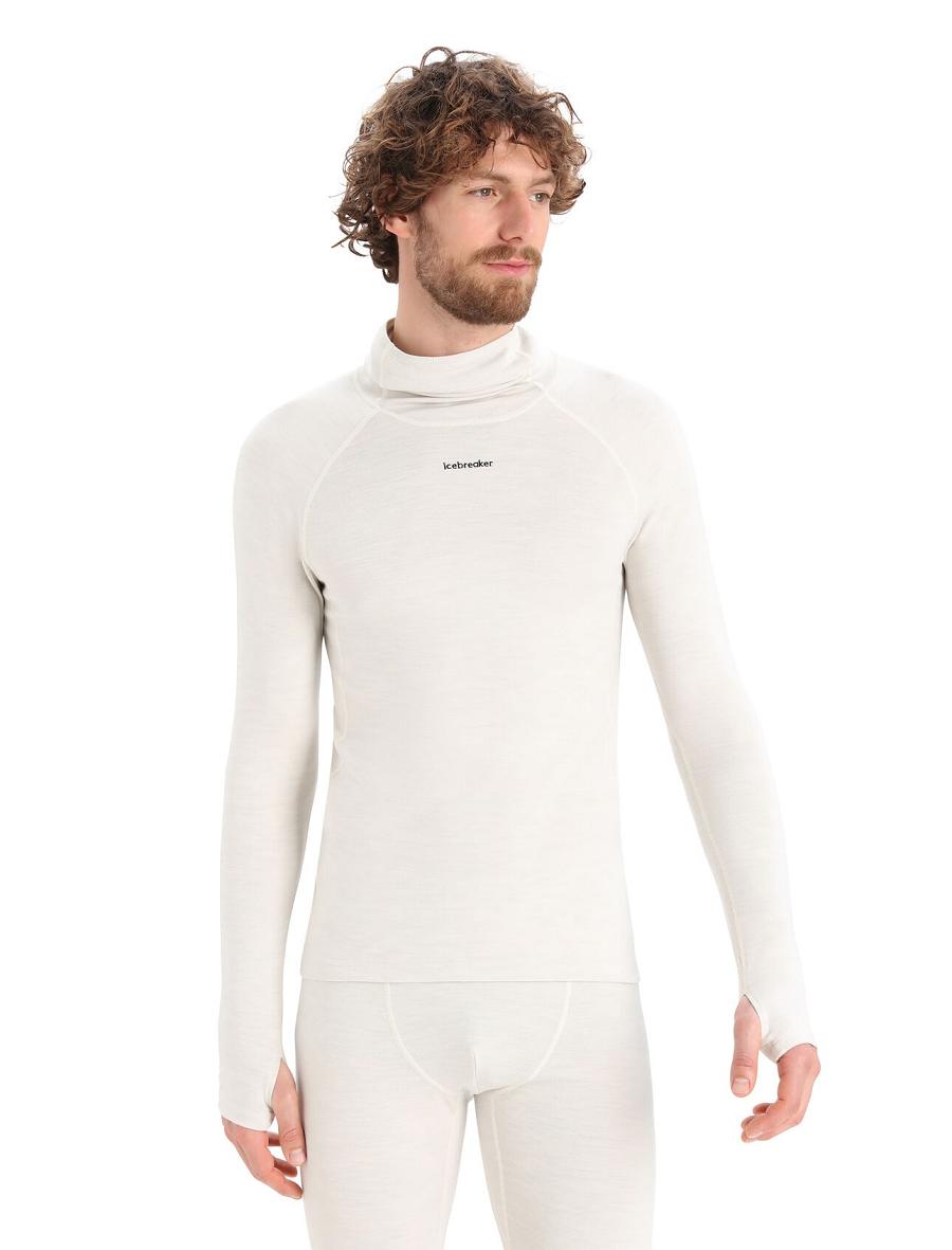 Icebreaker MerinoFine™ Long Sleeve Roll Neck Férfi Base Layers Fehér | HU 1343NWYB